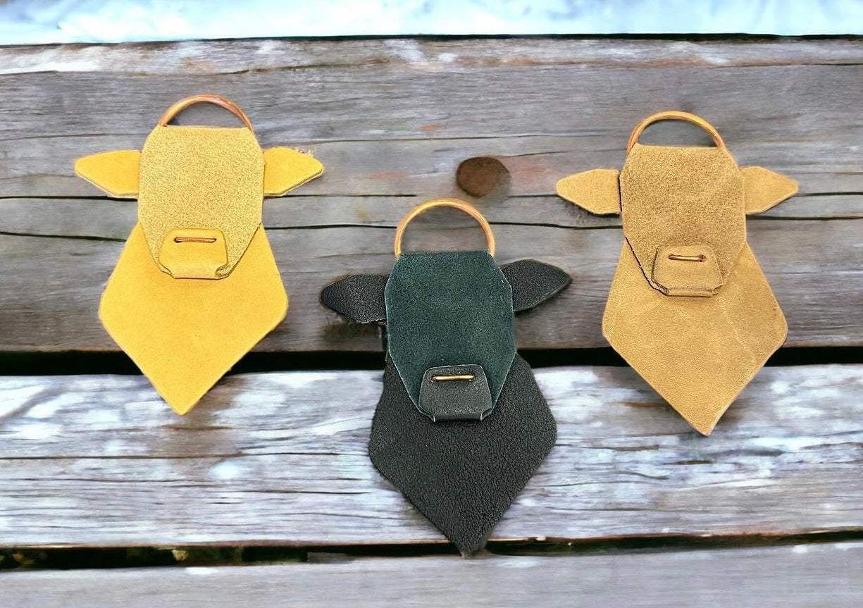 Genuine Leather Cow Keychain